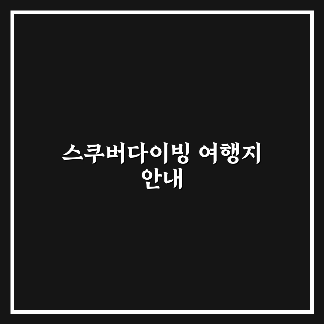 스쿠버다이빙 1박 2일 여행지 추천과 체험 코스 꿀팁 정리