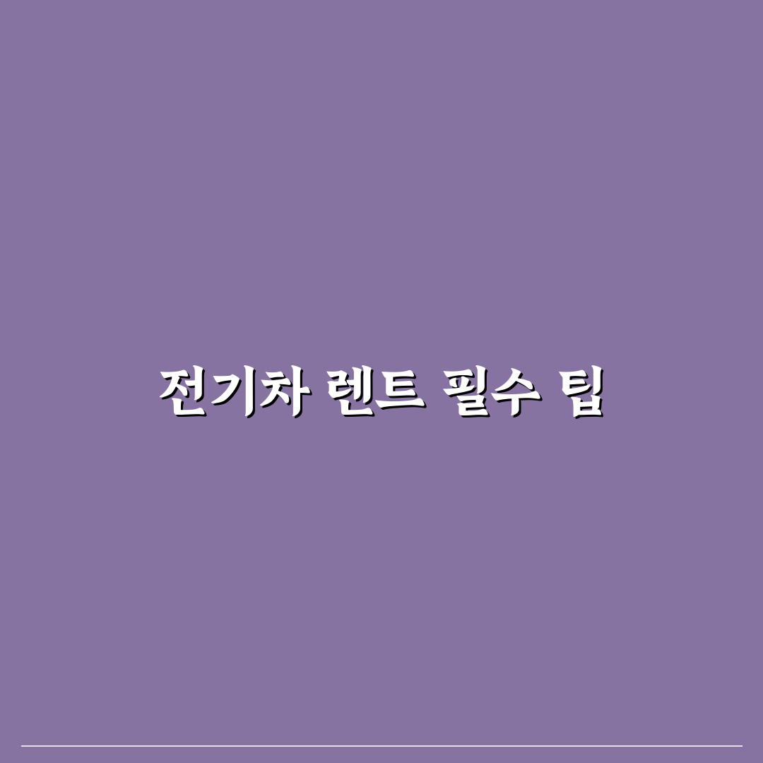 전기차 렌트 장단점과 차량 선택 기준 꿀팁 공유