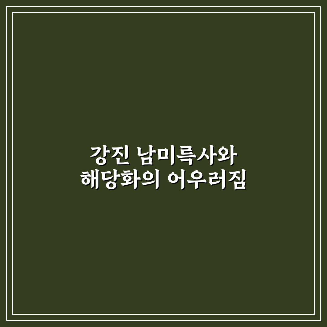 강진 남미륵사 서부해당화 방문 꿀팁과 봄 경관 정리