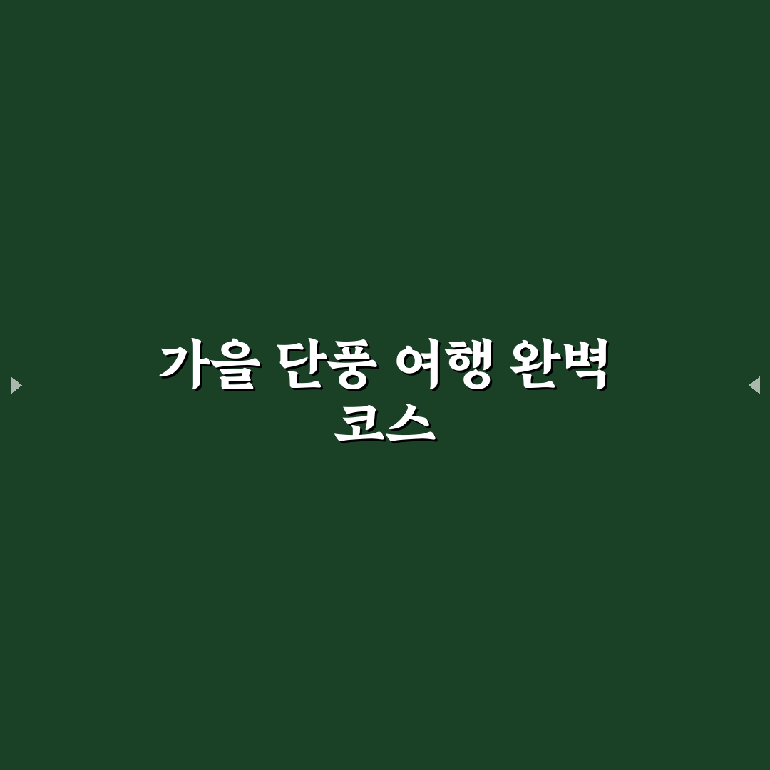 단풍 구경 1박 2일 코스와 가을 드라이브 여행 추천 꿀팁 공유