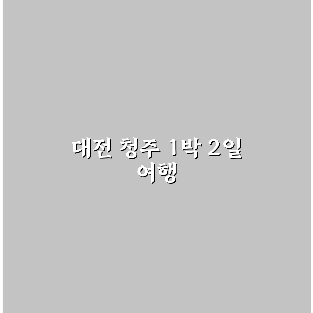 대전 청주 1박 2일 루틴처럼 즐기는 근교 여행 코스 추천