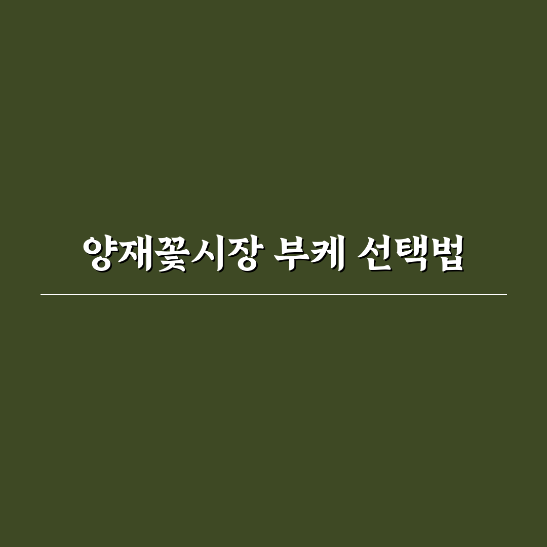 양재꽃시장 부케 선택 기준과 5가지 체크포인트 총정리