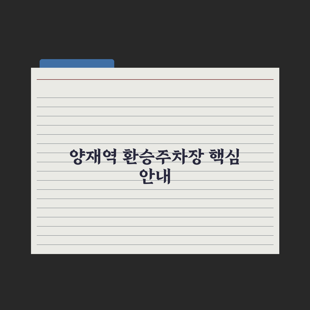양재역 환승주차장 이용 꿀팁과 주차 방법 정리