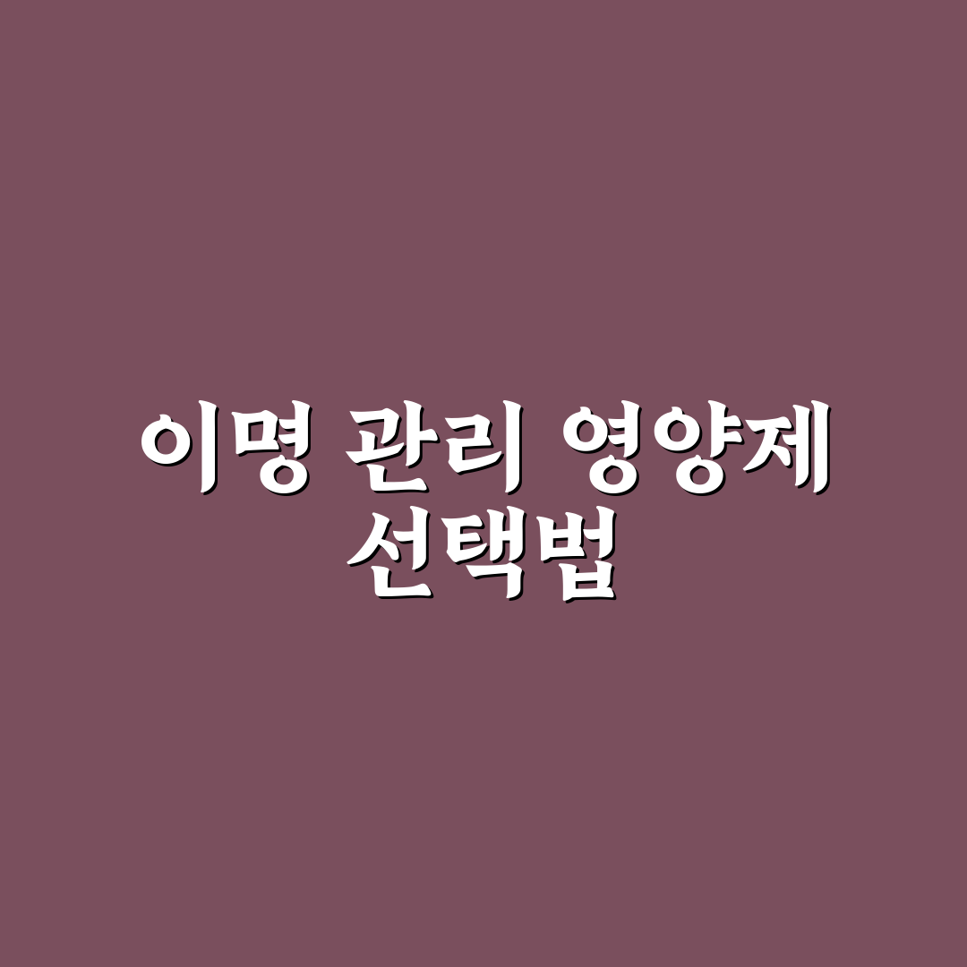 이명에 좋은 영양제 비교와 선택 기준 5가지 총정리