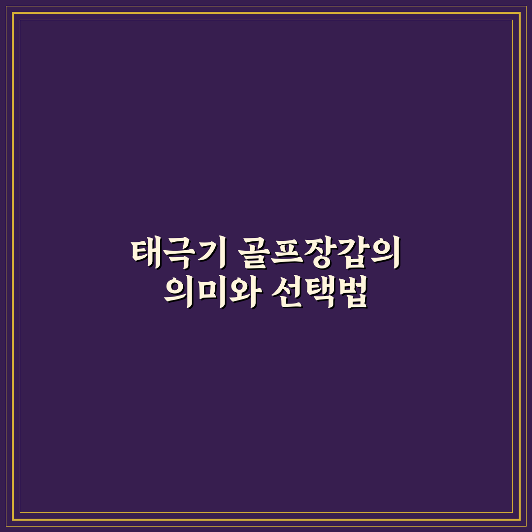 태극기 골프장갑 사용법과 선택 꿀팁 알려드려요