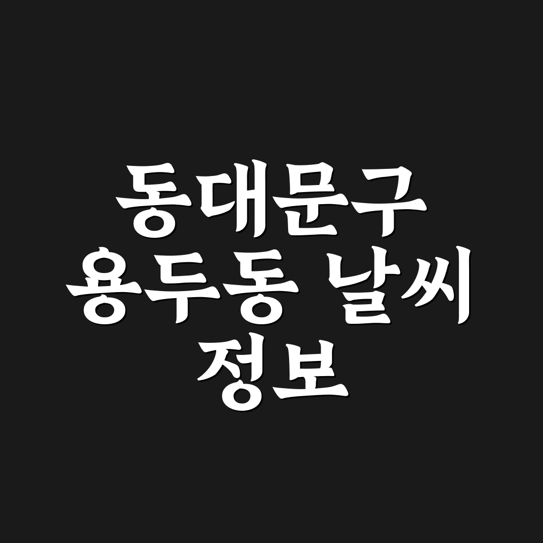 서울특별시 동대문구 용두동 날씨 정보와 꿀팁 정리
